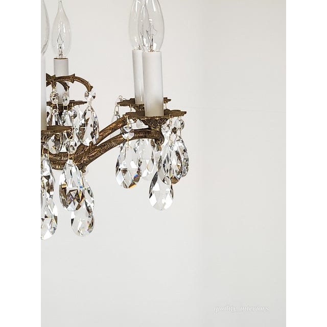 Antique 8 Light Petite Shimmering Pineapple Brass Cut Lead Glass Chandelier~ Rewired ~ Restored ~ Rejuvenated ~ Ready to Hang ~ For Sale - Image 12 of 12