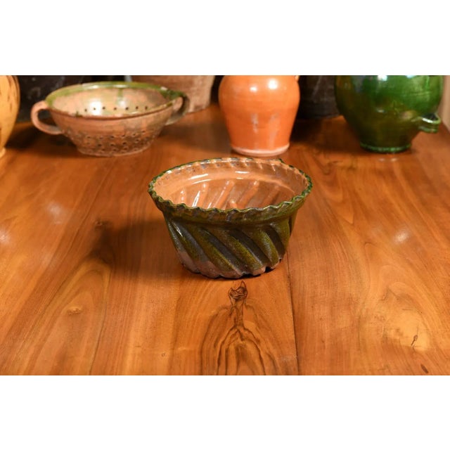 French 19th Century Green and Brown Glazed Pottery Cake Mold with Grooves For Sale - Image 12 of 12