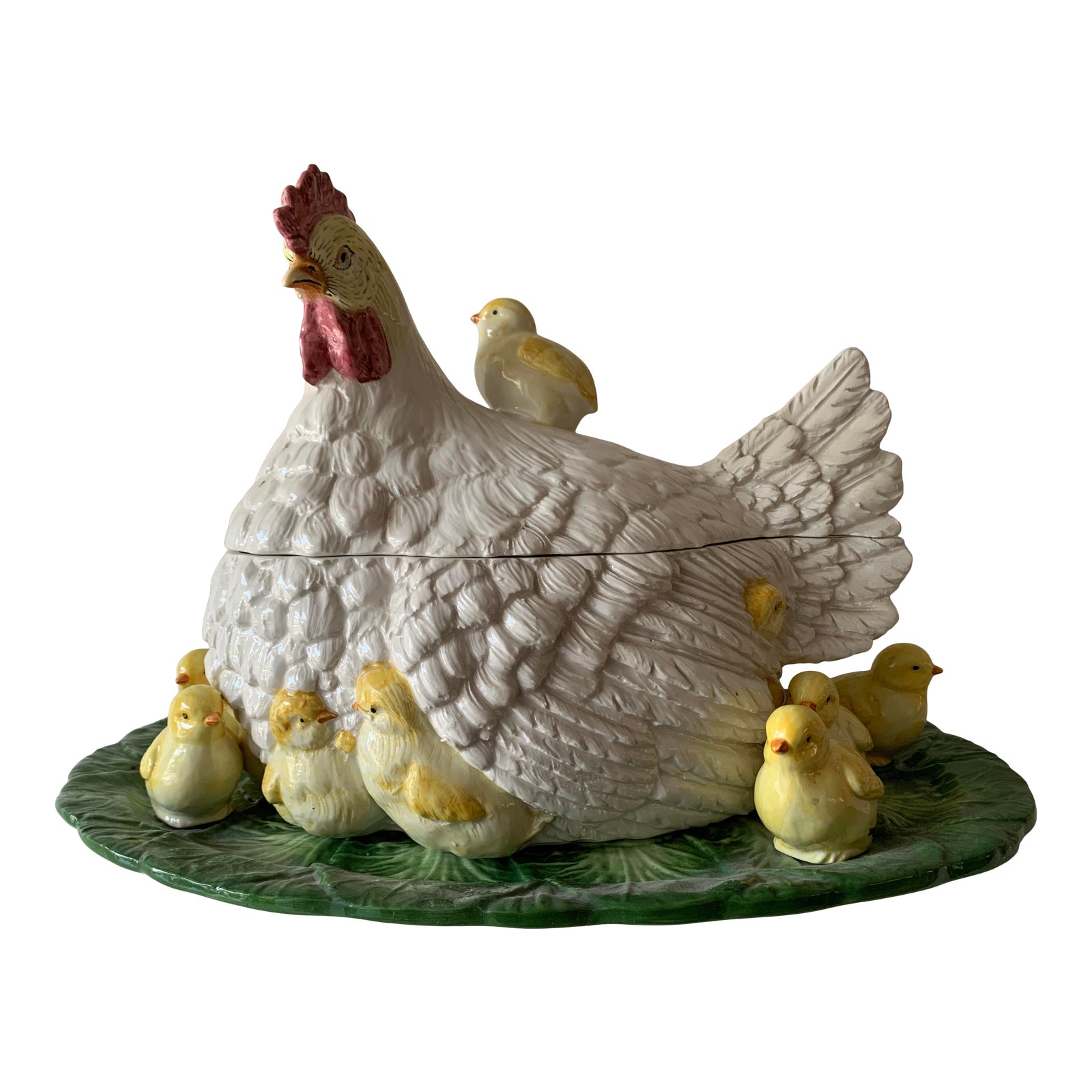 Late 20th Century Intrada Hen Soup Tureen With Baby Chicks, Ladle and Serving Tray 8 Pieces