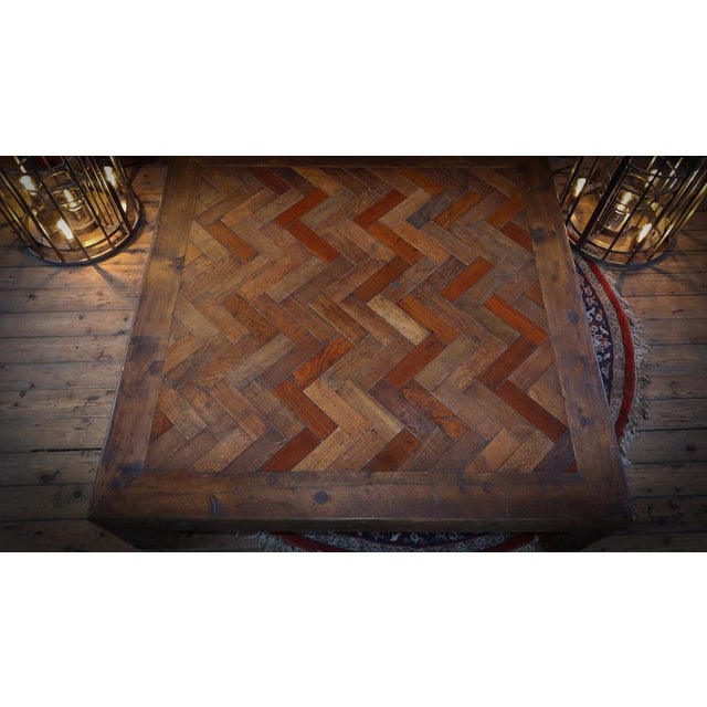 Wood Large Coffee Table in Parquet Wood and Herringbone, 2010s For Sale - Image 7 of 14