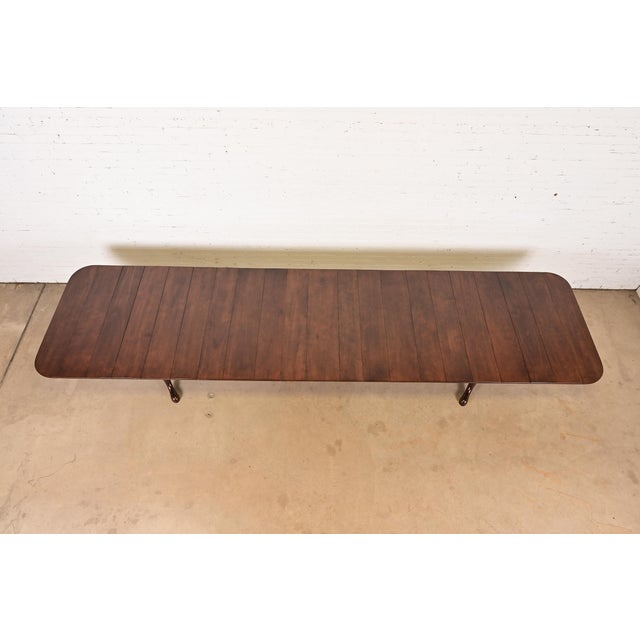 Baker Furniture Company Baker Furniture Style Georgian Monumental Solid Cherry Wood Double Pedestal Extension Dining Table, Newly Refinished For Sale - Image 4 of 14