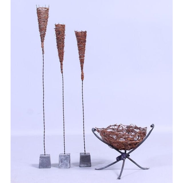 MCM Tage Andersen Brutalist Welded Wire Woven Mesh Candle Cones on Block Bases Style /7 For Sale - Image 10 of 10