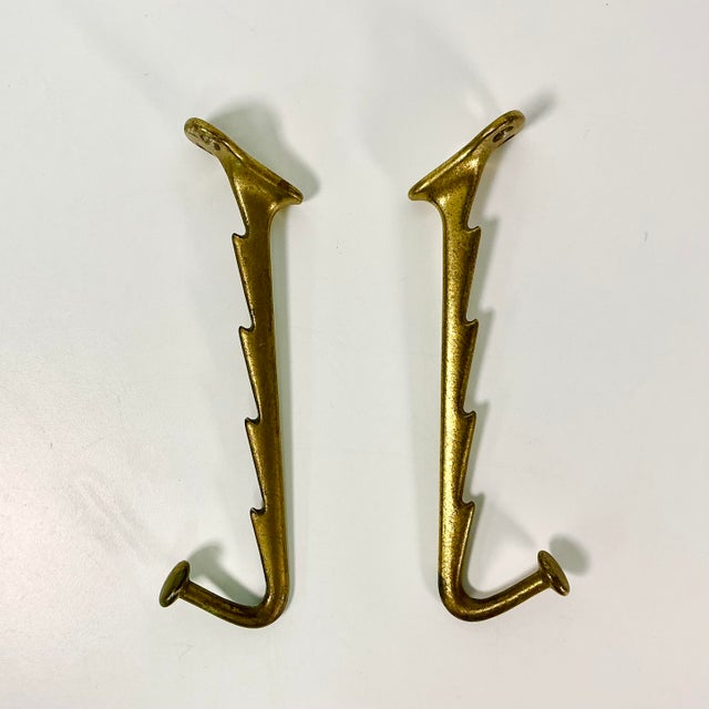 1940s Vintage Boho Chic Art Deco Metal Wall Mounted Stacking Hooks - A Pair. For Sale - Image 6 of 9