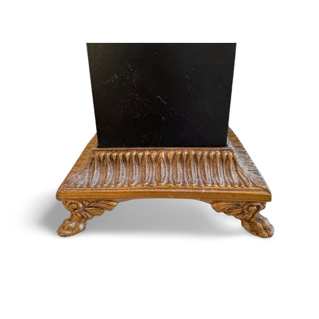 Vintage Stiffel Neoclassical Column Black & Gilt Column Table Lamps - a Pair For Sale - Image 9 of 12