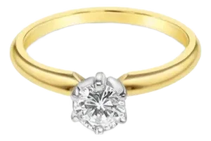Round Solitaire Diamond Engagement Ring, Size 8