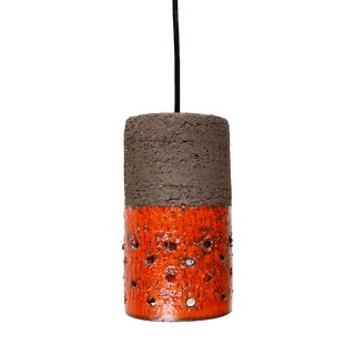 Mid-Century Brutalist Danish Studio Pottery Pendant Lamp, 1960s For Sale