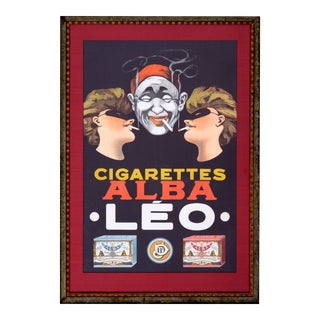 Original 1920's Vintage Art Deco Alba Leo Cigarettes Advertisement Poster by De Rycker For Sale