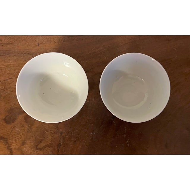 Ceramic Antique 19th Century Chinese Export Blanc De Chine Porcelain Tea Cups or Bowls With Relief Molded Flowering Prunus Branches - A Pair For Sale - Image 7 of 12