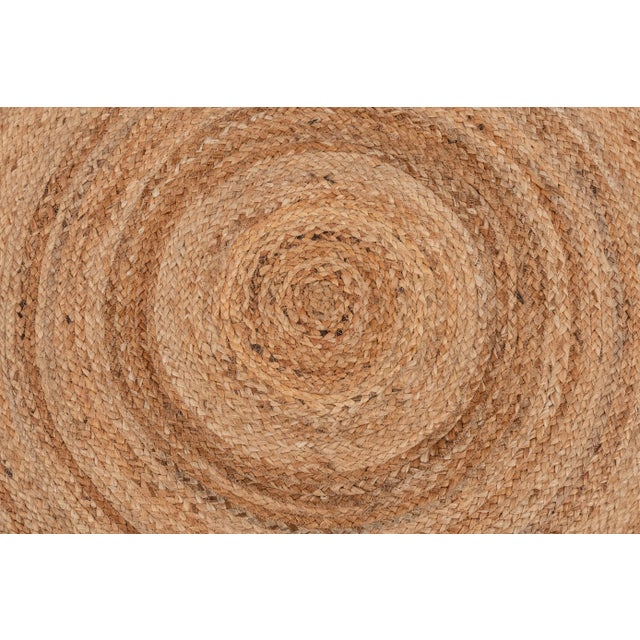 Modern Black Round Jute Scallop Rug - 5'x5' For Sale - Image 3 of 9