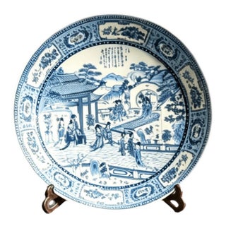 Chinese Ceramic Plate,Blue and White Porcelain Plate Hand Painted Figures Story Pattern For Sale