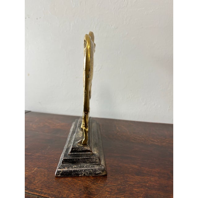 Early 20th Century Antique English Brass Horse Door Stop For Sale - Image 5 of 6