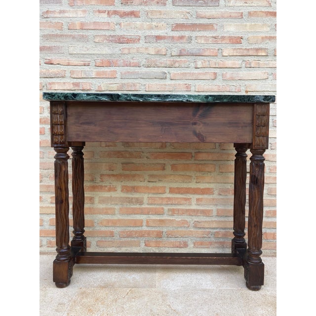 Brown Early 20th Century Spanish Carved Walnut Console Table For Sale - Image 8 of 18