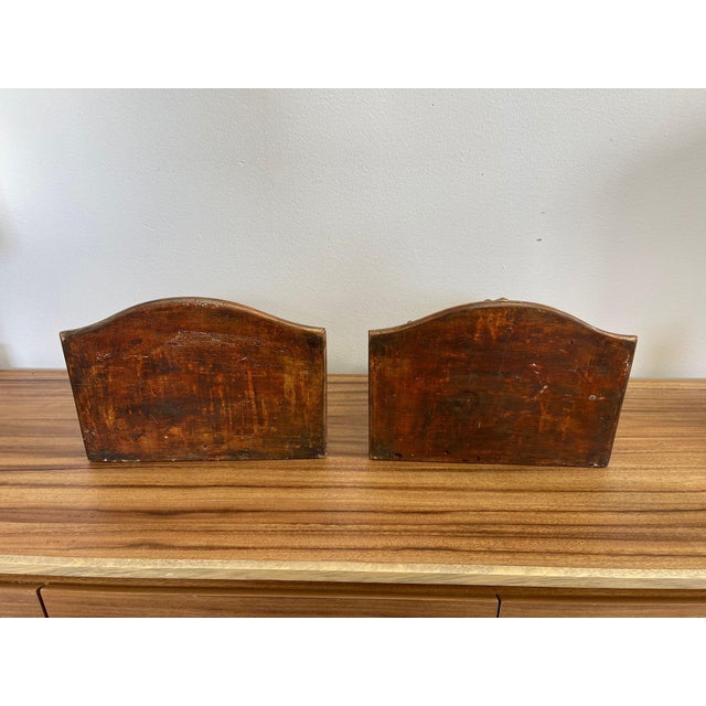 Brown Vintage Pair of Hand Carved Wooden Wall Self or Corbel For Sale - Image 8 of 8