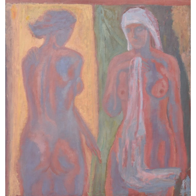 Kurt Lauber, Standing Nudes, 1960, Oil Painting, Framed For Sale - Image 9 of 9