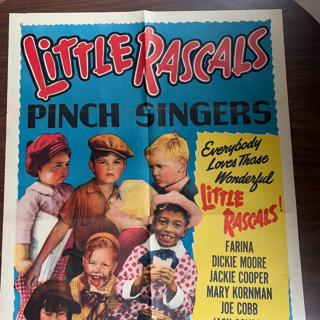 The Little Rascals “Pinch Singers” original movie poster from 1951. Has been folded and has minor tears along the creases....