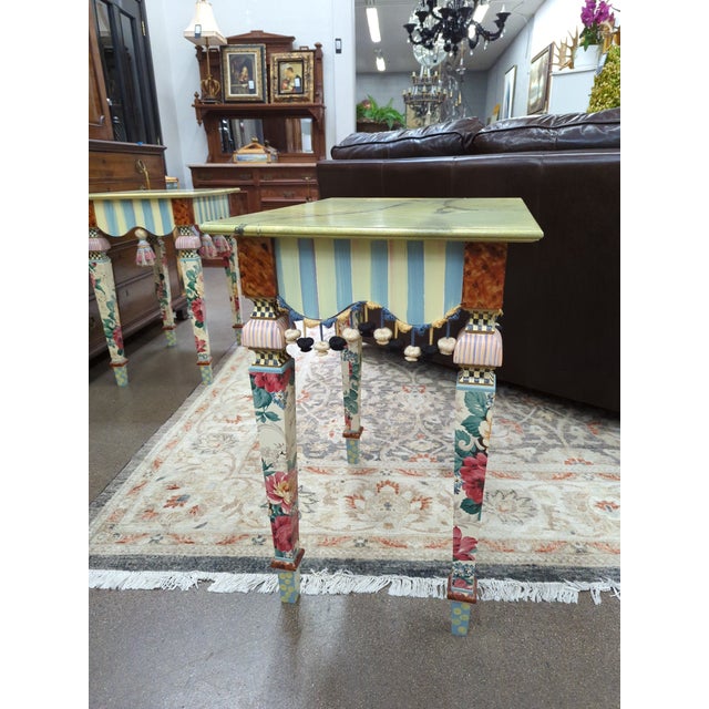 Mackenzie Childs Faux Marble Tassel End Table Chairish