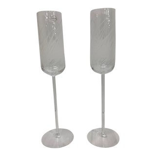 Vintage Salviati Vanezia Crystal Champagne Glasses - a Pair For Sale