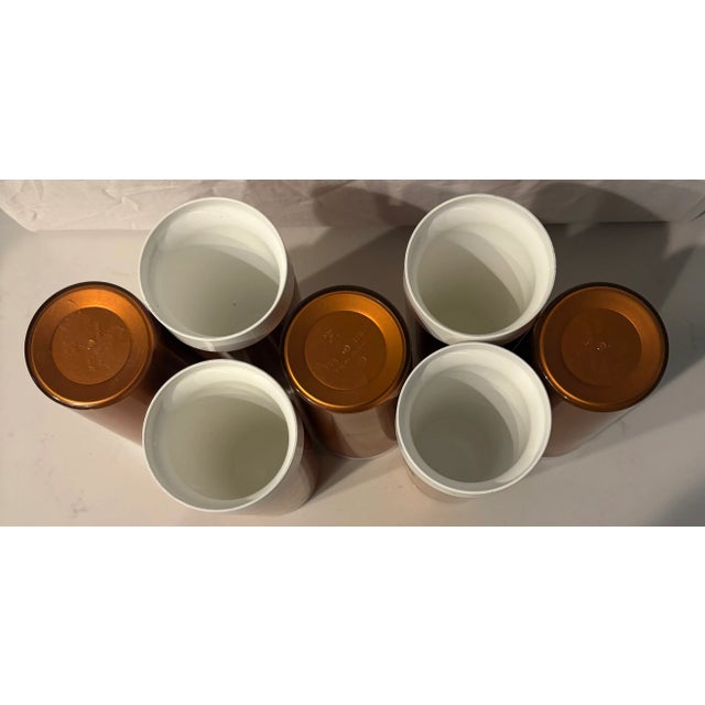 Mid 20th Century 1960's Mid Century Modern Tall Insulated Copper Tumblers - Set of 7 For Sale - Image 5 of 9