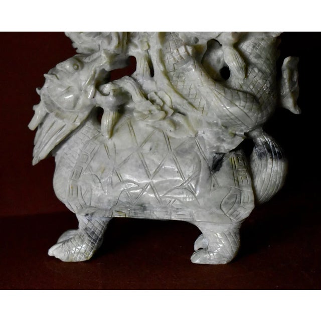 Stone Vintage Carved Hardstone Sculpture Chinese Dragon Turtle Feng Shui Statue For Sale - Image 7 of 11