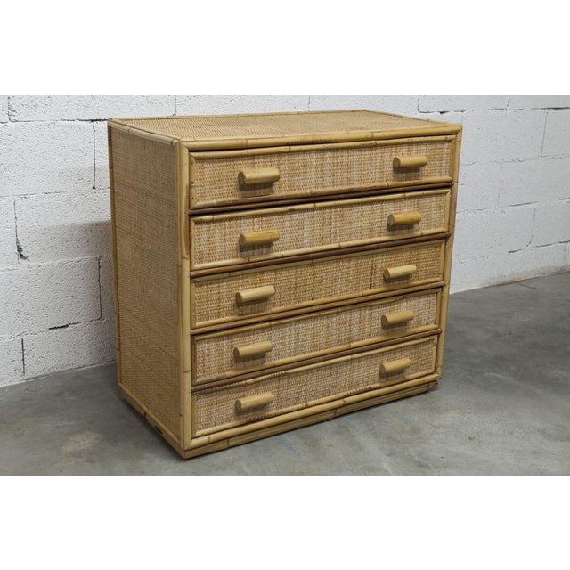 1970s Rattan Chest of 5 Drawers, 1970 For Sale - Image 5 of 16