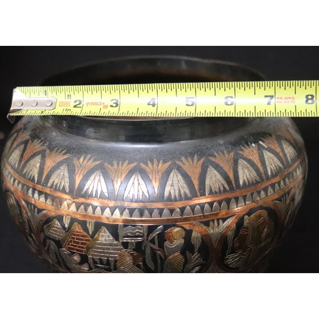 1960s Egyptian Cairo Ware Mixed Metal Pharaonic Revival Vase For Sale - Image 12 of 12
