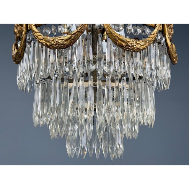 French Louis Xvi, Chandelier, Dore Bronze, Crystal, France, 19th Century For Sale In New York - Image 6 of 15