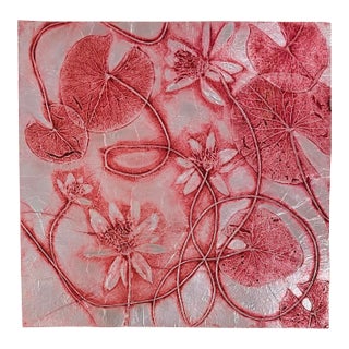 White Waterlily Chine Colle Etching on Foil For Sale