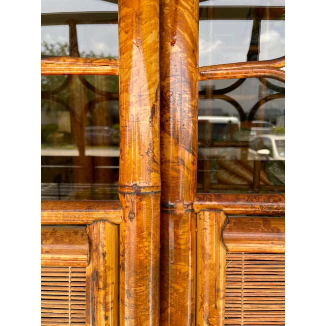 Brown British Colonial Style Burnt Bamboo 6 Panels Room Divider For Sale - Image 8 of 11