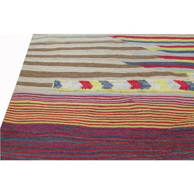 2010s Handwoven Persian Kilim Area Rug - 4′1" × 5'6″ For Sale - Image 5 of 7
