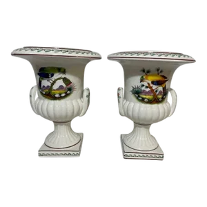 Vintage Tiffany & Co. Hand Painted Porcelain Urns- a Pair