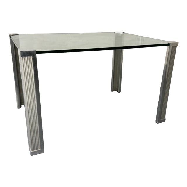 Rectangular Metal, Chrome, and Glass Dining Table from Peter Ghyczy, 1980s For Sale