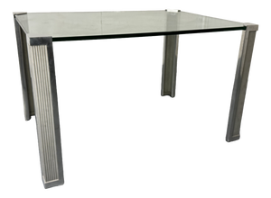 Rectangular Metal, Chrome, and Glass Dining Table from Peter Ghyczy, 1980s