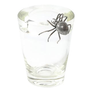 Aesthetic Movement Silver Spider Sculpture Crystal Vase Signed Leerdam Crystal For Sale