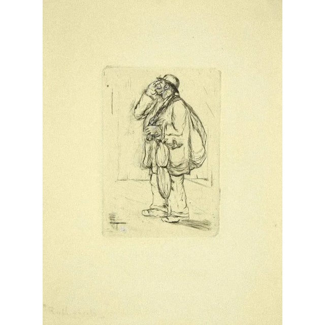 Il Robivecchi is an original etching on paper realized by Aldo Borgonzoni (1913-2004). Hand-signed on the left margin. The...