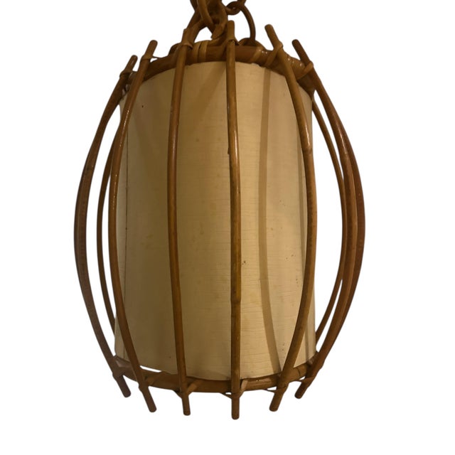 Wood Wicker Pendant Light from Louis Sognot, 1960s For Sale - Image 7 of 10