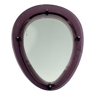 Wall Mirror with Purple Acrylic Glass Frame in the style of Cristal Arte, Italy, 1960s For Sale