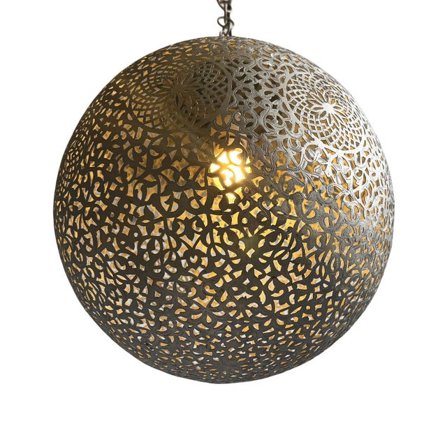 Late 20th Century Vintage Nickel Globe Syra Pendant Light For Sale - Image 5 of 7