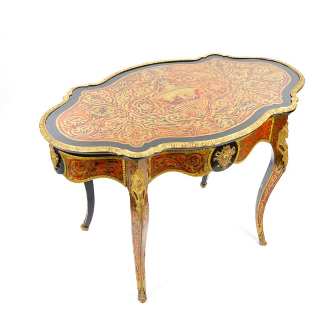 Antique French Continental Bronze Ormolu Mounted Boulle Style Desk/Center Table For Sale In New York - Image 6 of 12
