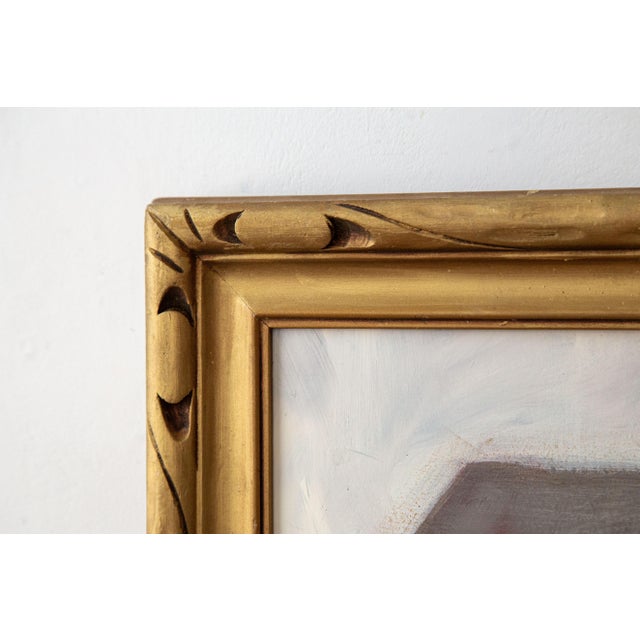 Wood Original Abstract Painting in Antique Gold Frame For Sale - Image 7 of 10