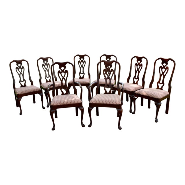 Vtg. Pennsylvania House Set of Eight Solid Mahogany Queen Anne Dining Chairs For Sale