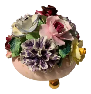 Decorative Faux Flowers in Porcelain Bowl