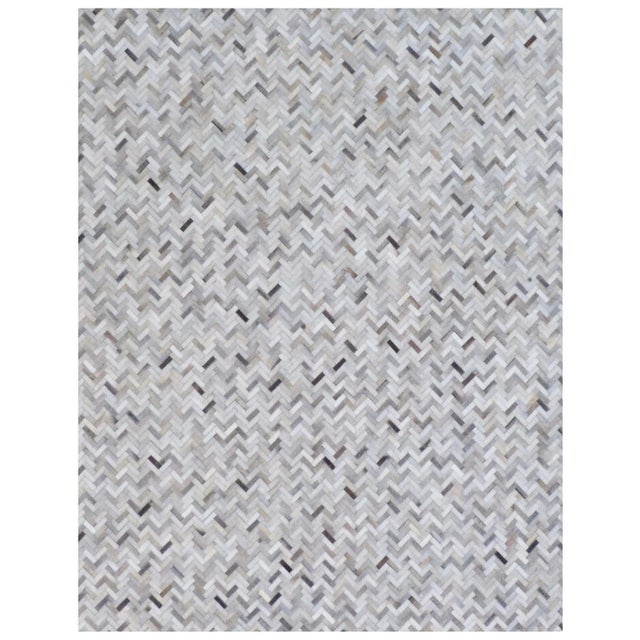 Exquisite Rugs Willoughby Patchwork Leather Silver - 5'x8' For Sale In Los Angeles - Image 6 of 6
