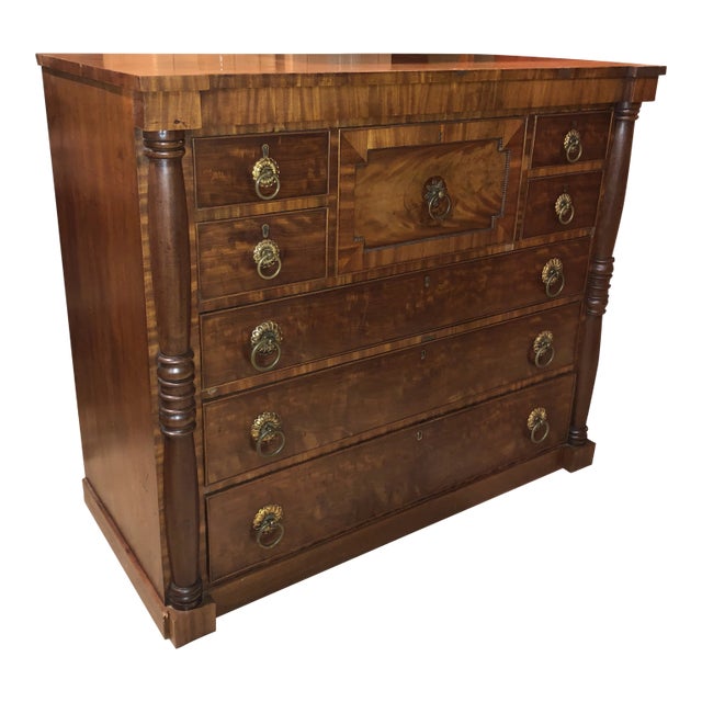 Mid 1800s English Mahogany Gents Chest With Ring Pulls For Sale
