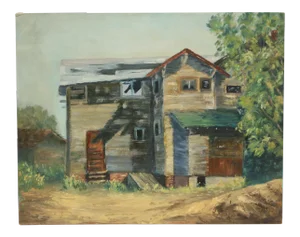 Vintage 1960's Oil FarmHouse Painting on Canvas