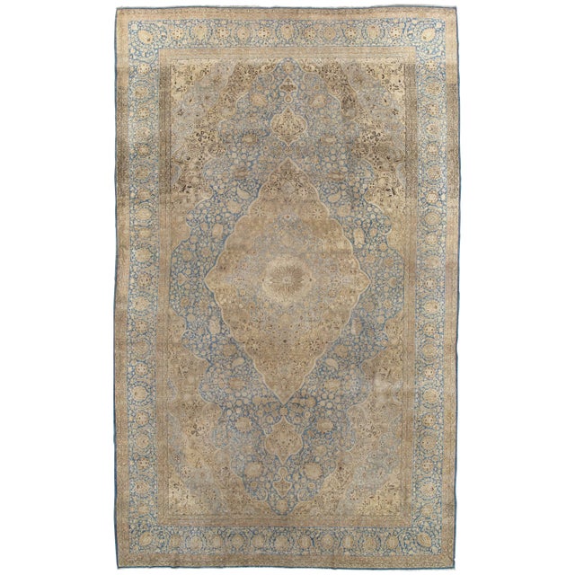 Late 19th Century Antique Tabriz Carpet, Handmade Carpet, Light Blue, Gold and Ivory For Sale - Image 5 of 5