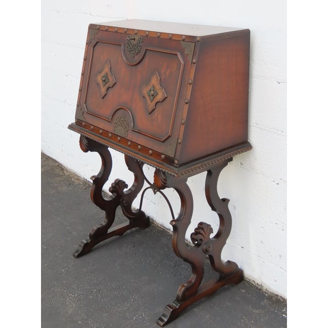 Early 1900s Carved Writing Cabinet Secretary Desk 6680 For Sale - Image 18 of 18