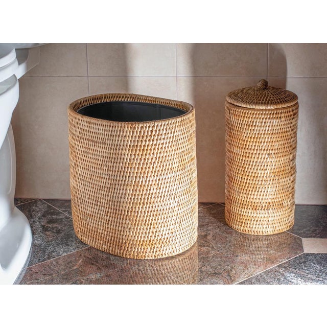 Wood Artifacts Rattan Double Toilet Roll Holder in Honey Brown For Sale - Image 7 of 9