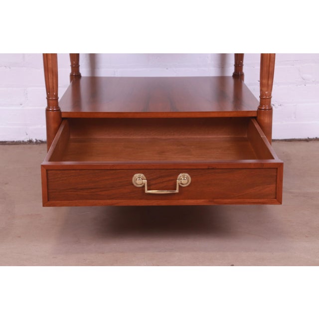 Brown Baker Furniture French Regency Louis XVI Walnut Two-Tier Nightstand or Side Table, Newly Refinished For Sale - Image 8 of 13