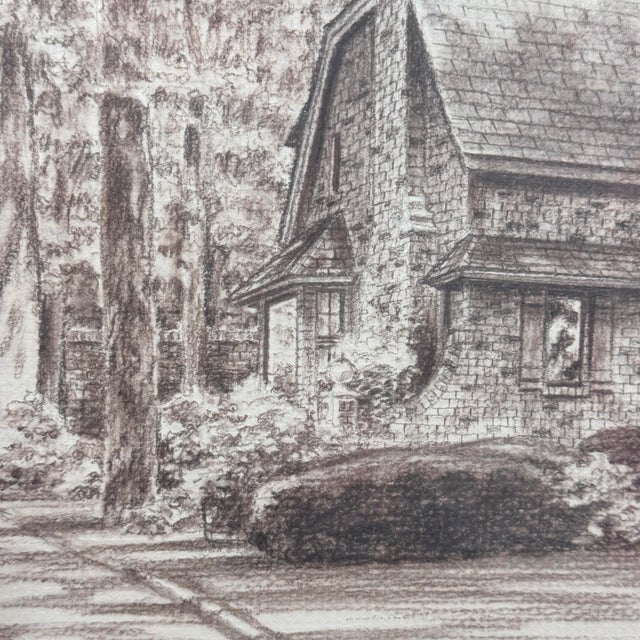 Vintage Signed Pencil Drawing Storybook English Cottage Framed 1989 For Sale In Tampa - Image 6 of 12