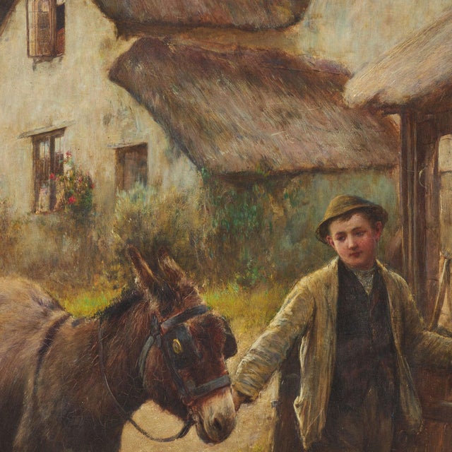 John White RI, Boy with Donkey, 1896, Painting, Framed For Sale - Image 3 of 9